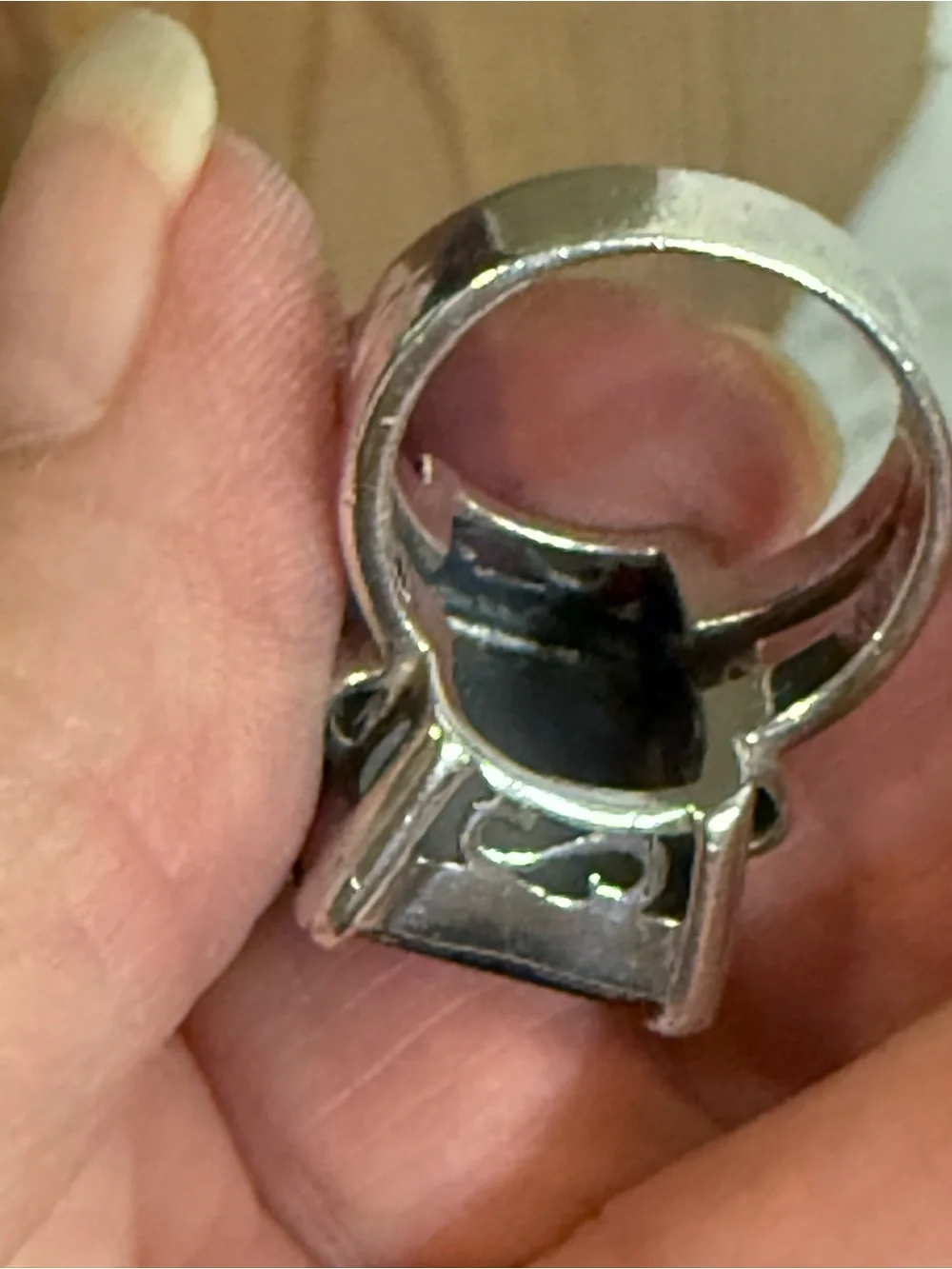 Vintage Abalone Sterling Silver Ring Size 7.25 Split Shank
